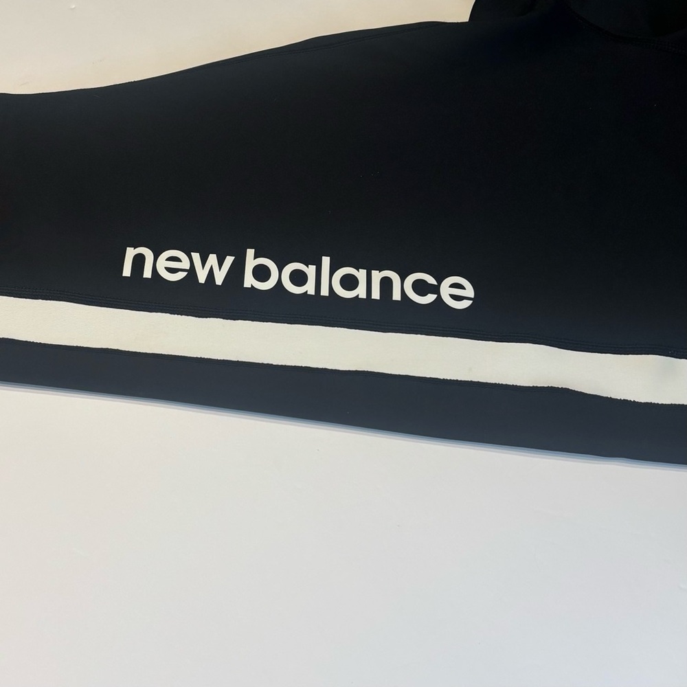 New Balance Black Leggings with White Stripe - Picture 2 of 5